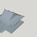 Ancient Chinese Architecture With Traditional Tiled Roof Overhanging Eaves And Stone Steps