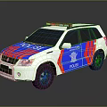 White Police SUV Vehicle With Blue Red Stripes And Badge Design