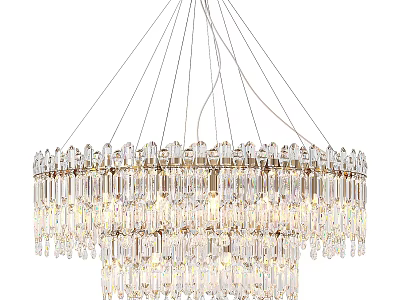 Elegant Crystal Chandelier With Multi Layered Sparkling Design And Bright Illumination 3d model