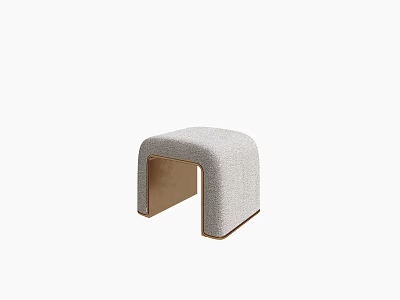 Light Gray U Shaped Fabric Sofa Stool With Wooden Base For Living Room 3d model