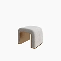 Light Gray U Shaped Fabric Sofa Stool With Wooden Base For Living Room