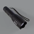 Black Flashlight With Wrist Strap Textured Surface And Compact Design For Daily Use 3d model