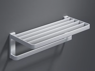 White Metal Bathroom Shelf With Sleek Wall Mounted Design For Storage In Bathroom Space 3d model