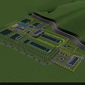 Modern Industrial Factory Layout With Multiple Buildings River Side Green Landscape And Roads