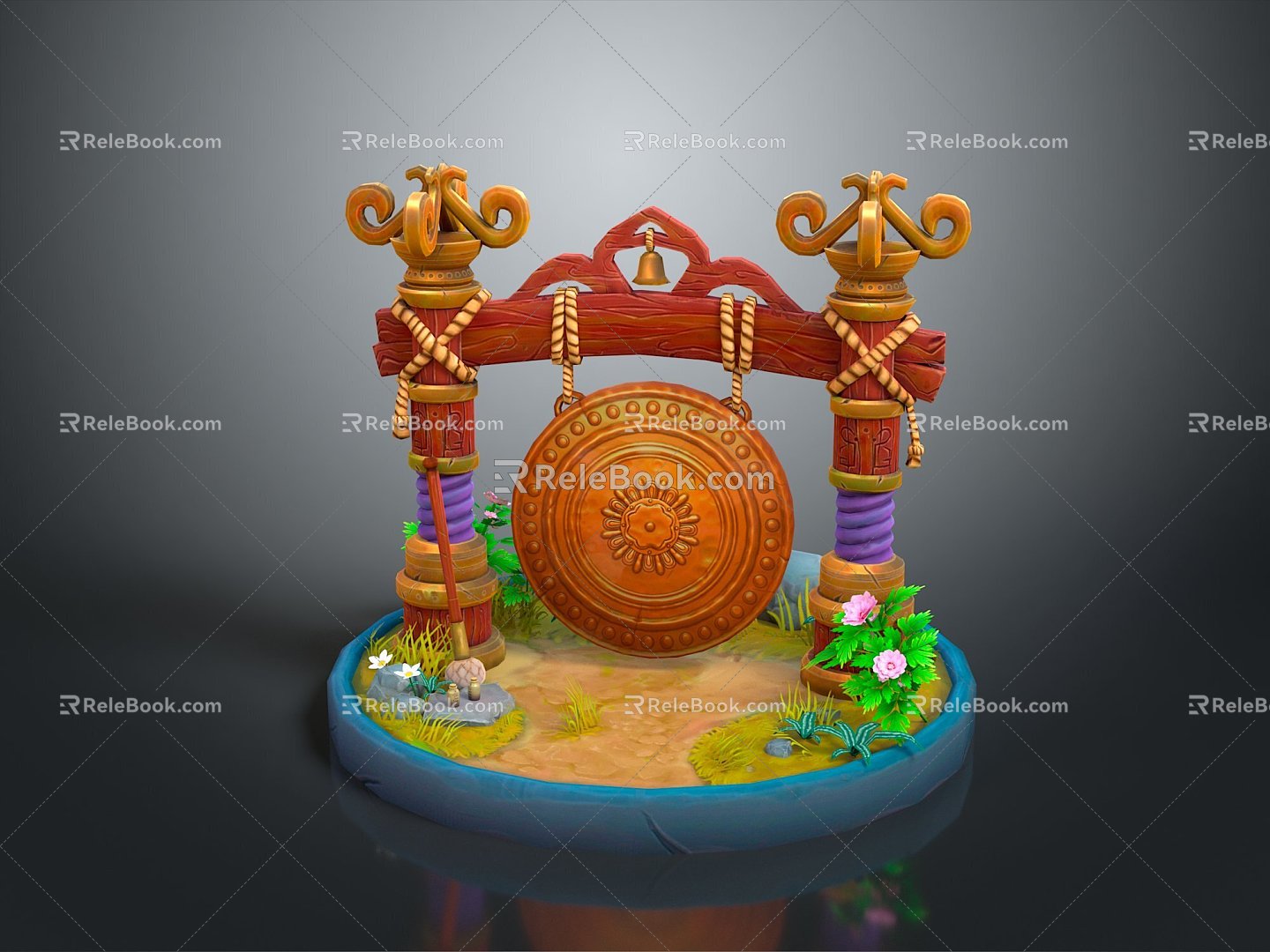 Gong Gong Ancient Musical Instruments Classical Musical Instruments Percussion Instruments Music Equipment Music Equipment Realism 3d model