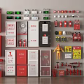 Assorted Fire Safety Equipment Collection Featuring Extinguishers Cabinets Hydrants And Signs 3d model