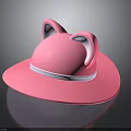 Cute Pink Hat With Cat Ears And White Ribbon Stylish Fashion Accessory
