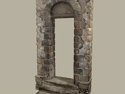 Ancient Stone Archway Architectural Element with Brick Construction and Medieval Design Features 3d model