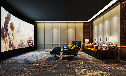 Light Luxury AV Room Furniture Living Room Home Private Cinema Single Sofa Leisure Room 3d model