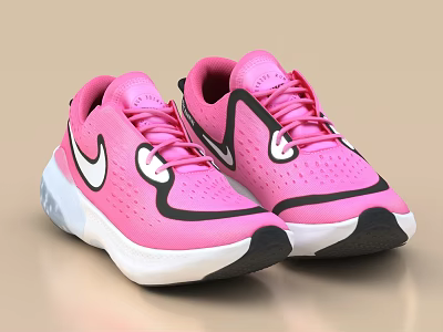 Pink Sports Shoes With White Sole Black Accents And Breathable Mesh Design 3d model