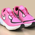 Pink Sports Shoes With White Sole Black Accents And Breathable Mesh Design