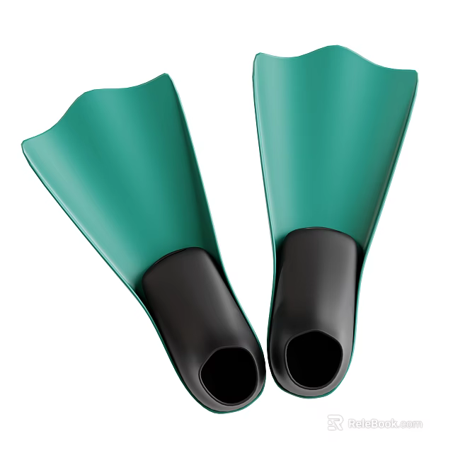 Green And Black Swimming Fins For Daily Swimming With Ergonomic And Comfortable Design 3d model 