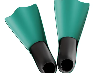 Green And Black Swimming Fins For Daily Swimming With Ergonomic And Comfortable Design 3d model