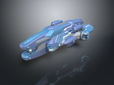 Futuristic Blue Sci Fi Spaceship With Streamlined Design And Detailed Structure 3d model