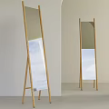 Stylish Floor Mirrors with Light Wooden Frames in Minimalist Room and Arched Doorway
