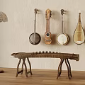 New Chinese Guzheng Pipa Floor Lamp Traditional Musical Instruments 3d model