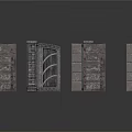 Detailed Architectural Door And Wall Models With Various Gray Textured Designs