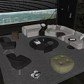 Modern Living Room Sofa And Coffee Table Set With Armchairs Ottoman Floor Lamp And Rug