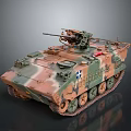 Military Camouflage Tank In Green Brown With Turret Armament And Detailed Tracks