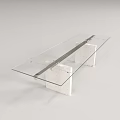 Modern Glass Coffee Table With Marble Base And Metal Support Structure 3d model