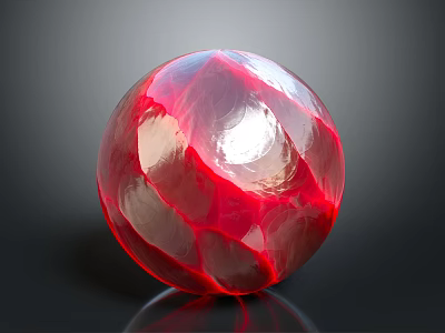 Textured Red Decorative Sphere Crafted From Natural Wood And Stone Materials 3d model
