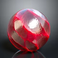 Textured Red Decorative Sphere Crafted From Natural Wood And Stone Materials