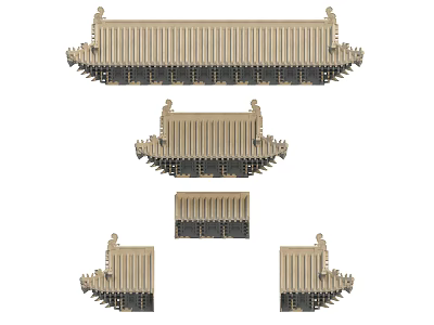 Traditional Architectural Components With Various Sizes And Classical Eaves Structures 3d model