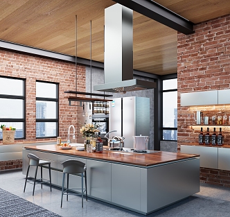 Industrial LOFT Kitchen Home Kitchen 3d model