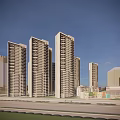Modern High Rise Residential Buildings With Low Rise Structures And Green Spaces
