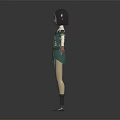 3D Female Fantasy Character Creature In Green Adventurer Outfit With Headpiece And Boots