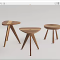 Modern Wooden Side Tables With Three Different Shapes And Sleek Leg Design 3d model