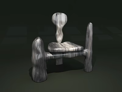 Modern Accent Chair With Natural Wooden Texture And Curved Backrest Design 3d model