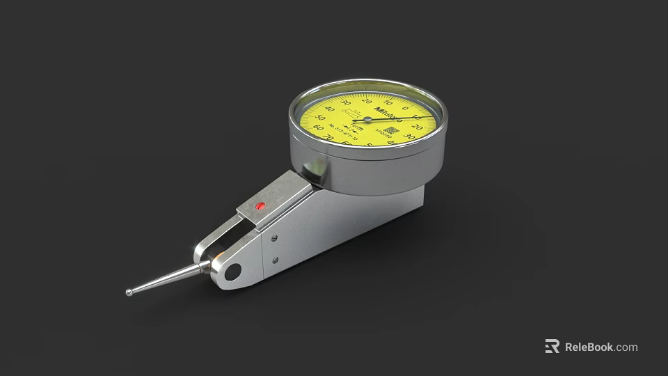 Precision Industrial Measuring Tool With Yellow Dial And Metal Probe Structure 3d model 