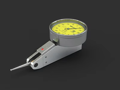 Precision Industrial Measuring Tool With Yellow Dial And Metal Probe Structure 3d model