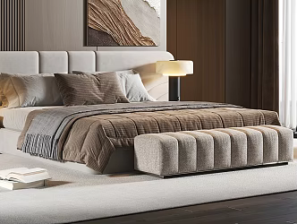 Minotti Double Bedroom Light Luxury Bedroom Double Bed Casual Sofa Small Chandelier 3d model