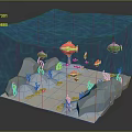 Underwater Paper Art Model With Colorful Fish Coral Seaweed And 3D Design Elements