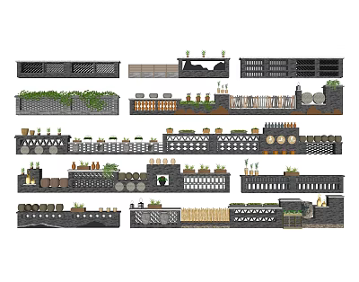 New Chinese Wall Landscape Wall 3d model