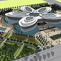 Modern Petal Shaped Architectural Design With Central Plaza And Green Spaces