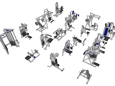 Various Types of Sports Equipment Including Fitness Machines and Training Tools 3d model