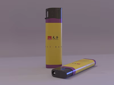 Yellow And Purple Portable Lighters With Oriental Brand Design For Daily Use 3d model
