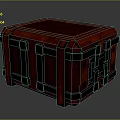 Red Industrial Storage Case With Grid Top And Black Metal Straps Design