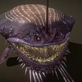 Game Movie Monster Character With Purple Brown Textured Body Large Mouth Sharp Teeth And Spikes