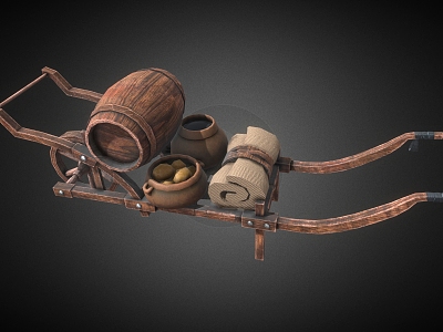 Medieval Cart Wine Tank Wine Barrel model