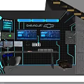 Cartoon Futuristic Tech Room Featuring Multiple Screens Data Displays And Blue Neon Lights