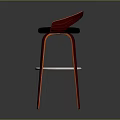 Stylish Modern Red Bar Stool Featuring Black Seat Wooden Frame And Metal Footrest