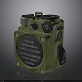 Vintage Green Electronic Radio Device With Knobs And Antenna Components