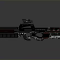 Tactical Sci Fi Firearm With Red Scope Black Body And Red Accents