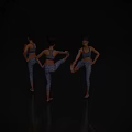 Woman In Sports Bra And Patterned Leggings Doing Stretching Poses From Multiple Angles