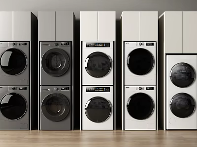 Different Colors Styles Front Load Stackable Washing Machines For Home Laundry Room 3d model