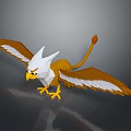 Detailed Low Poly 3D Bird Model With White Brown Feathers Spread Wings And Reflective Base